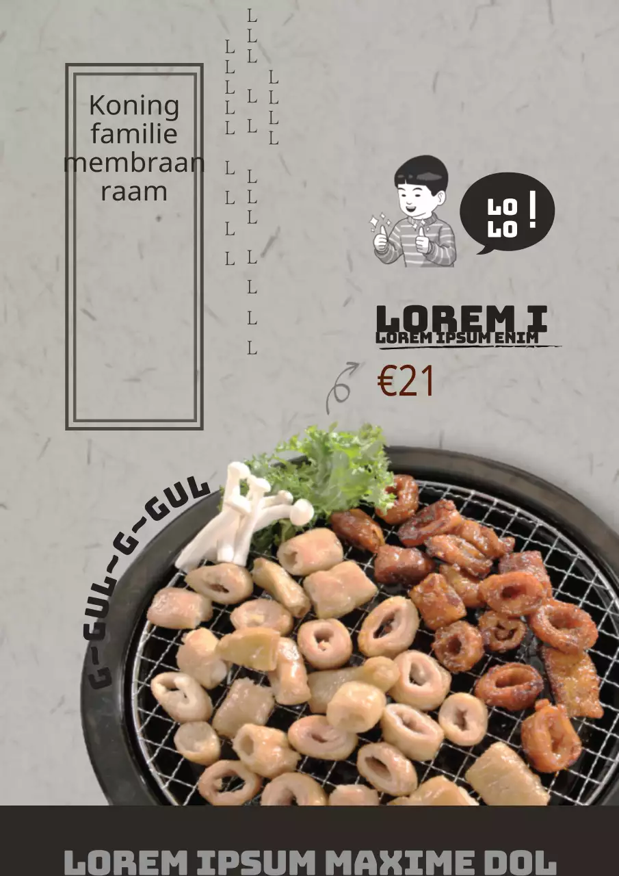 Promoot een nieuw menu met een rustige, strakke look met bruine en grijze foto's van heerlijk eten