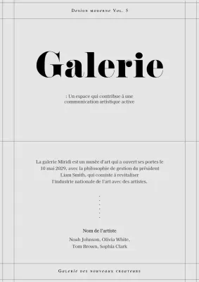 Présentation de la galerie conceptuelle aux lignes épurées en blanc cassé pâle et noir