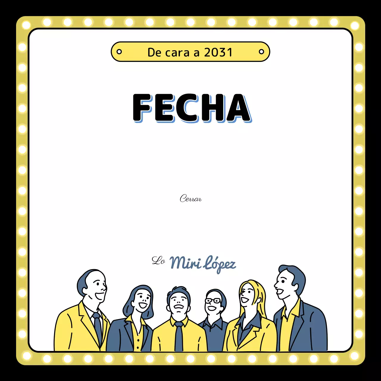 Ilustración del evento de fin de año en amarillo azul negro