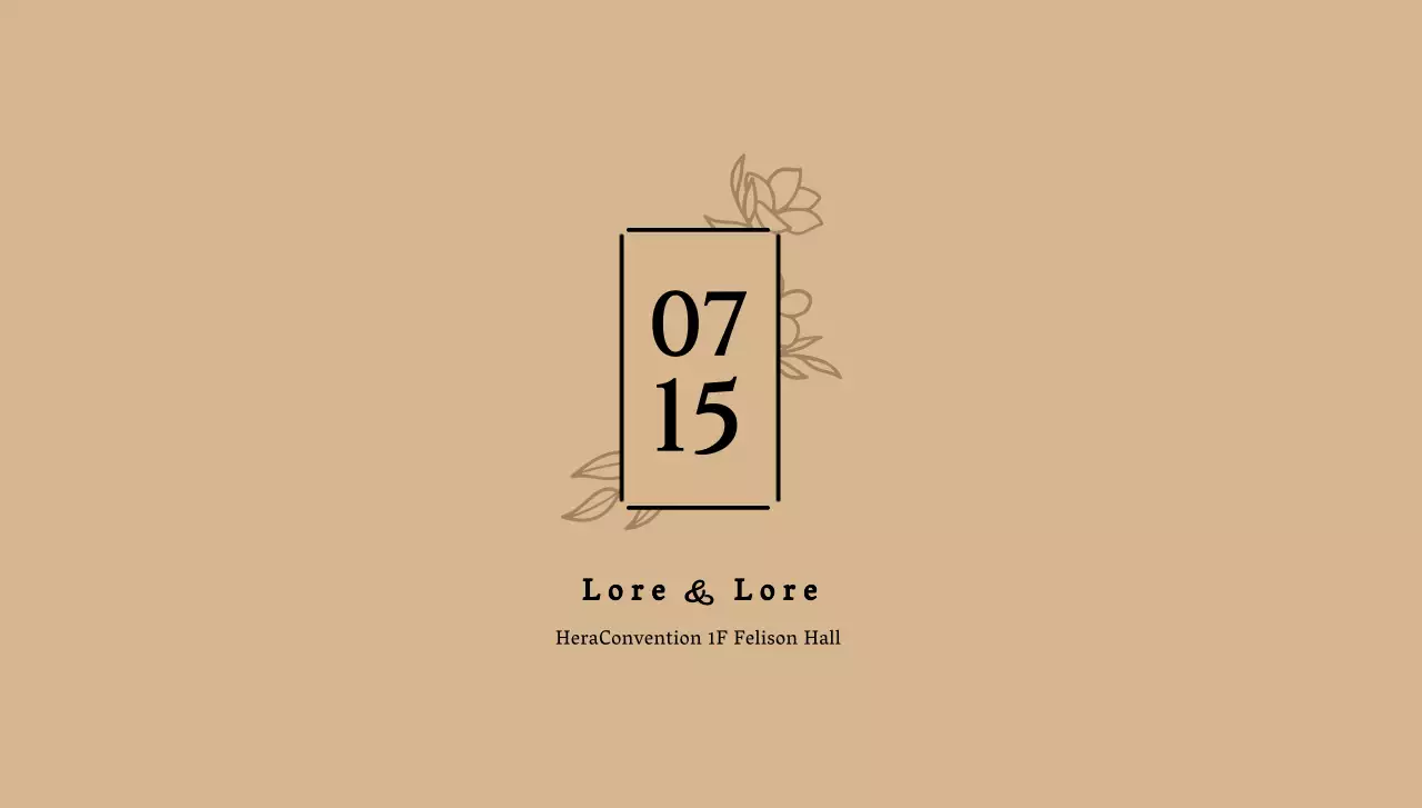 Invitación de boda sobre postal con texto y marco cuadrado de flores