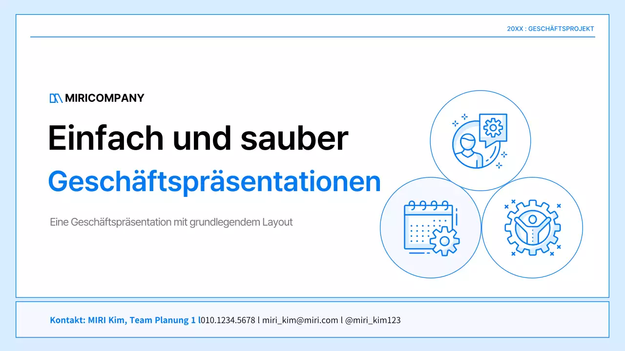 Ein einfacher Geschäftsplan in Weiß und Blau