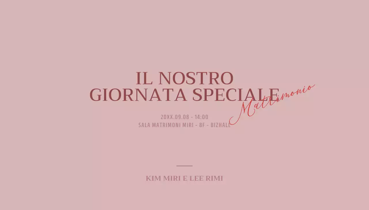 Per una semplice partecipazione di nozze con testo in corsivo rosso e rosa