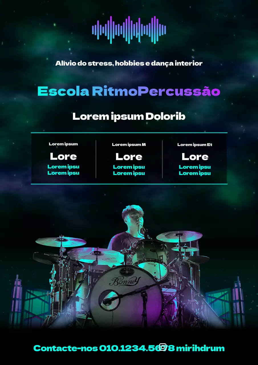 Tema promocional da aurora misteriosa de cor néon para escola de bateria