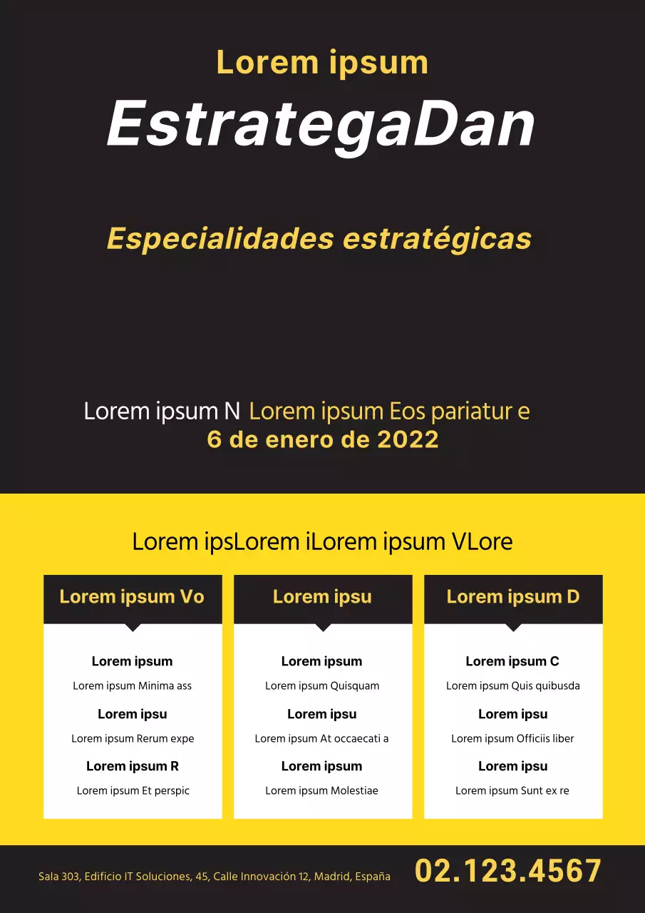 Material promocional amarillo y negro para las clases especiales de la escuela