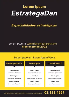 Material promocional amarillo y negro para las clases especiales de la escuela