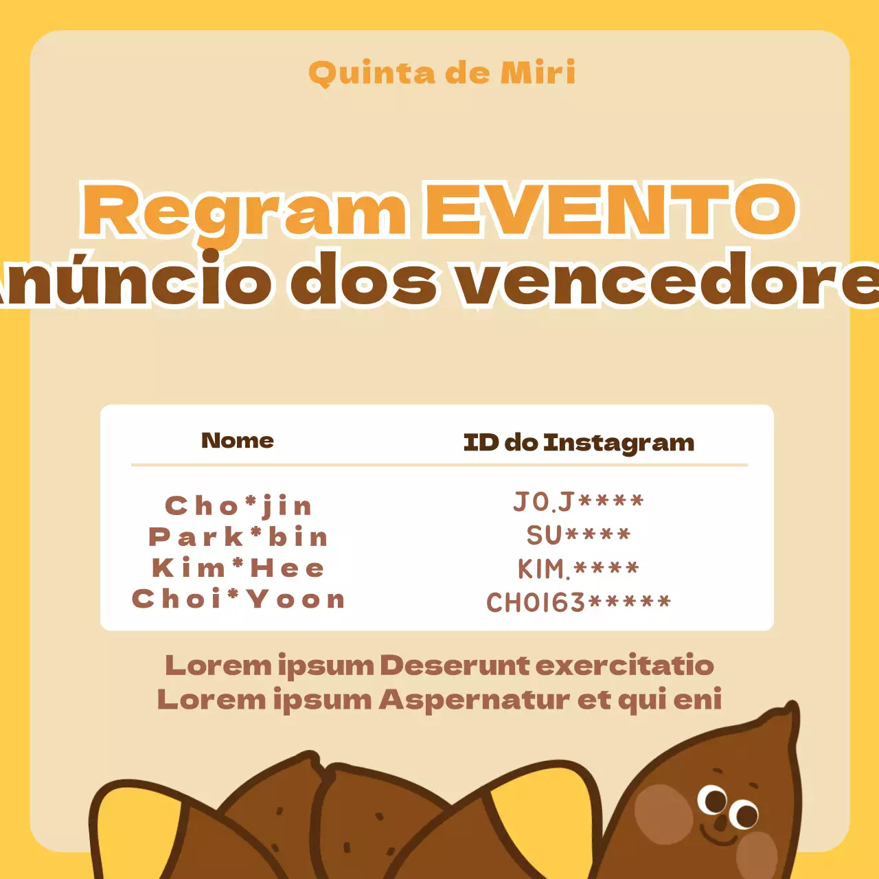 amarelo fofo batata-doce ilustração outono regram evento Instagram redes sociais
