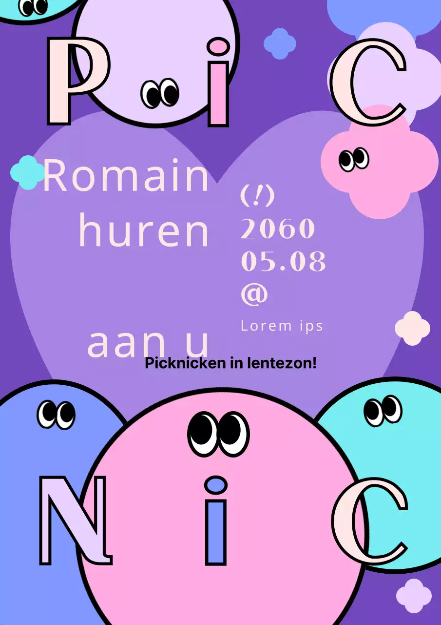 Een picknick met een schattige paarse cirkelillustratie