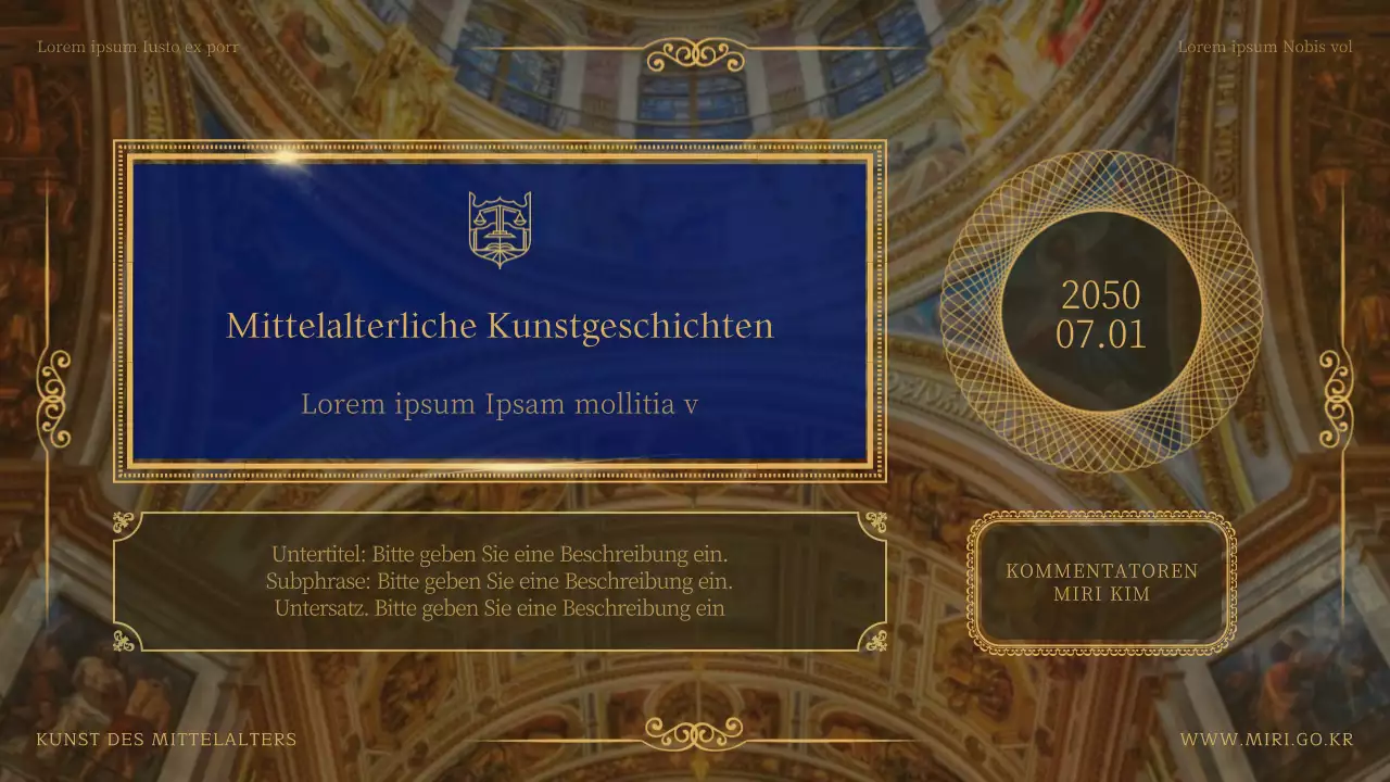 Mittelalterliche Kunst in brauner Umrahmung für einen edlen Look in Werbematerialien