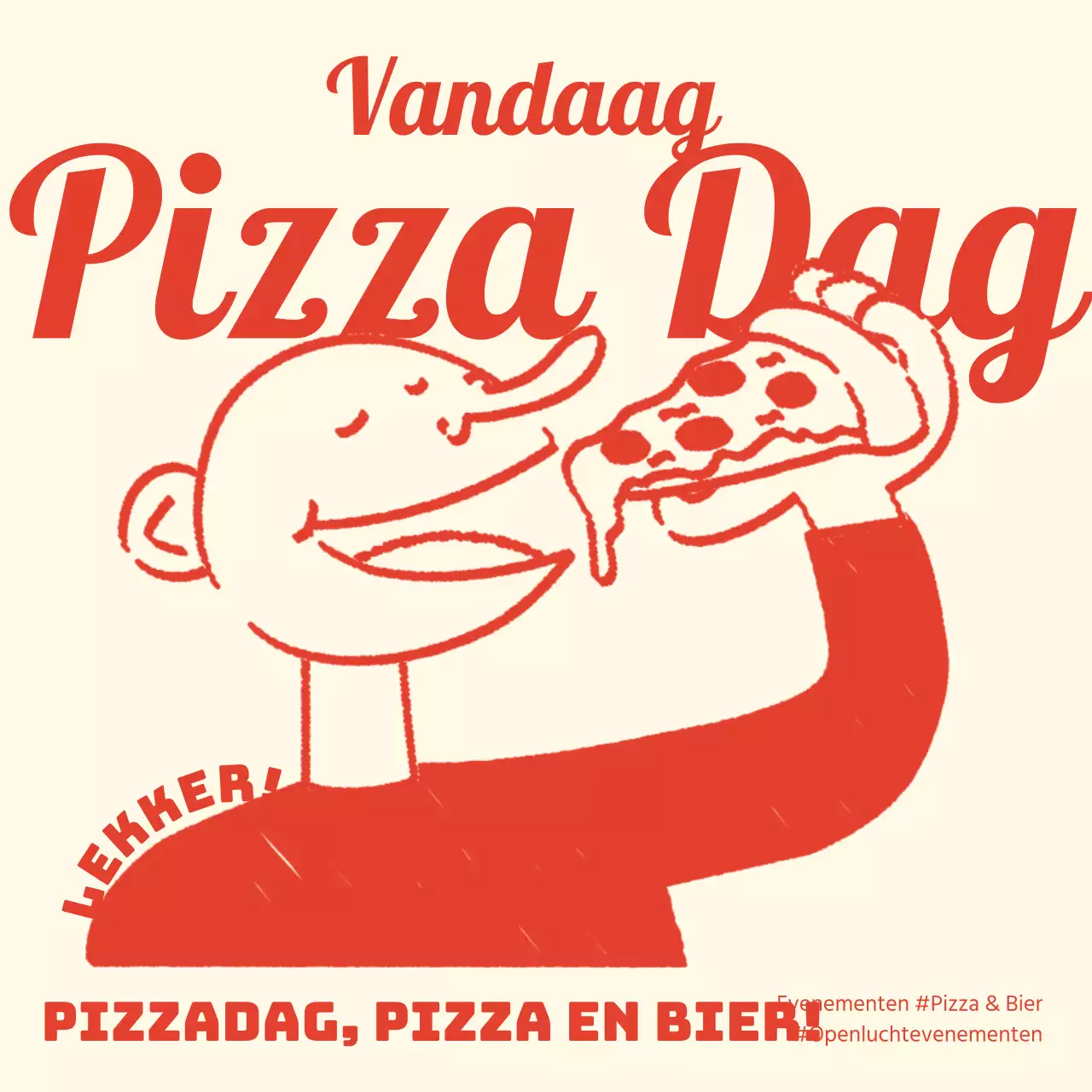 Promoot een minimalistisch rood en geel Pizza Day-evenement