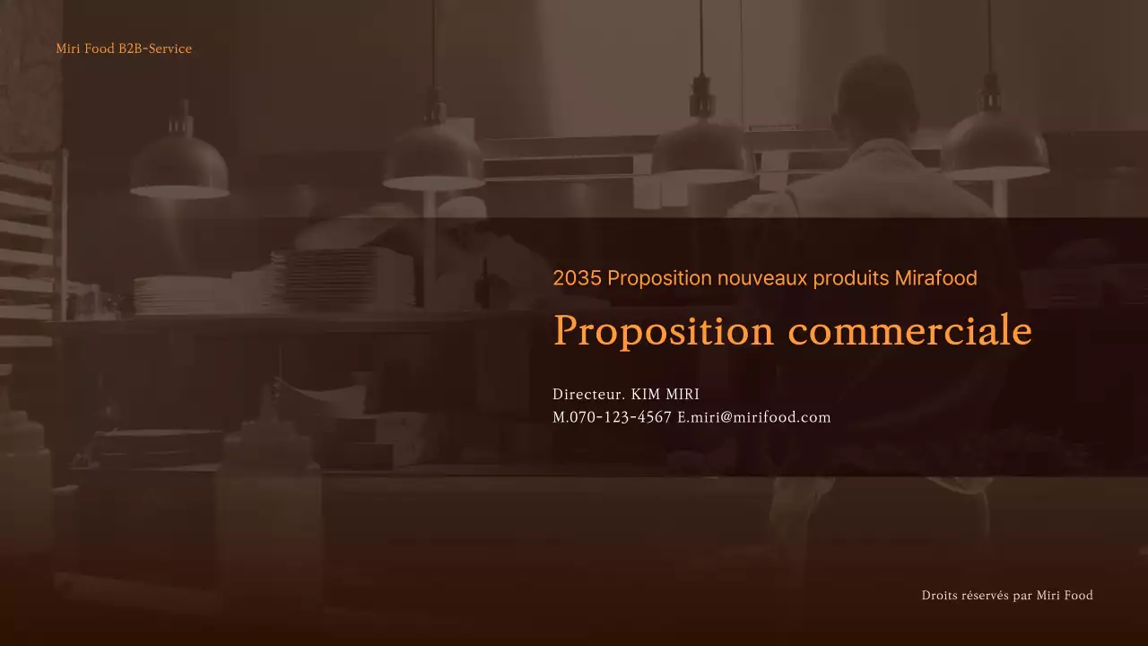 Proposition B2B pour un nouveau produit alimentaire en brun et orange