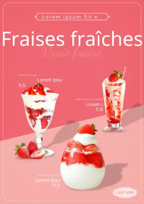 Faites la promotion de votre magasin de yaourts aux fraises rouges et roses