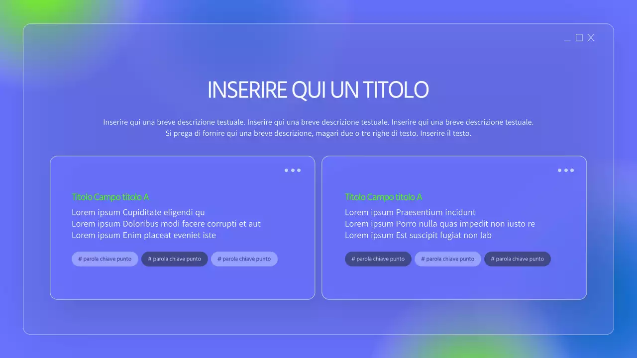 Cartelle semplici nei colori blu e fluorescenti