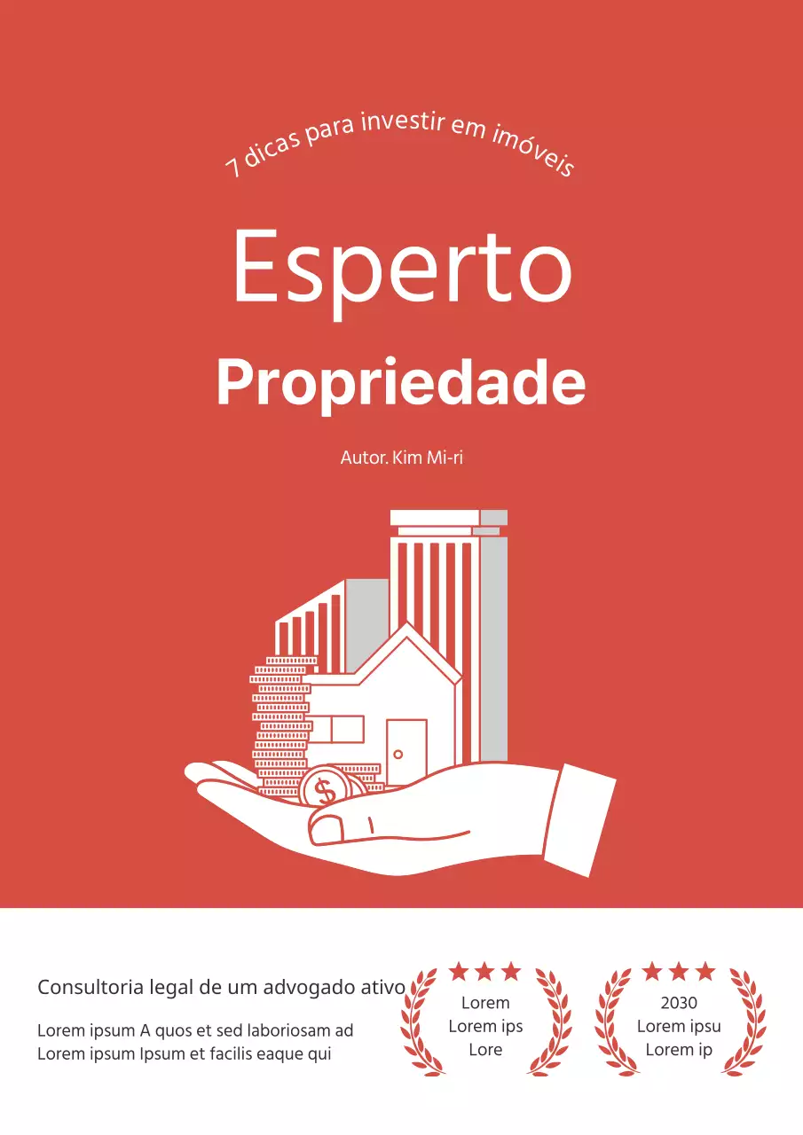 Capa simples de livro de investimento imobiliário em branco e vermelho