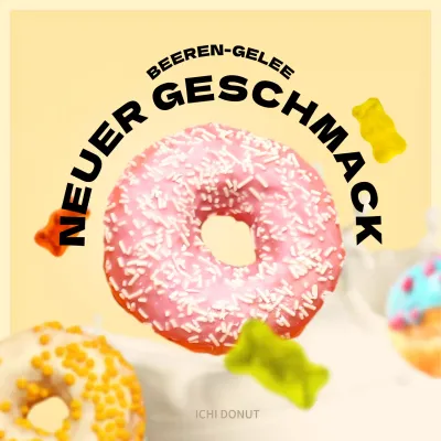 Neue gelbe und rosa Donuts auf der Speisekarte