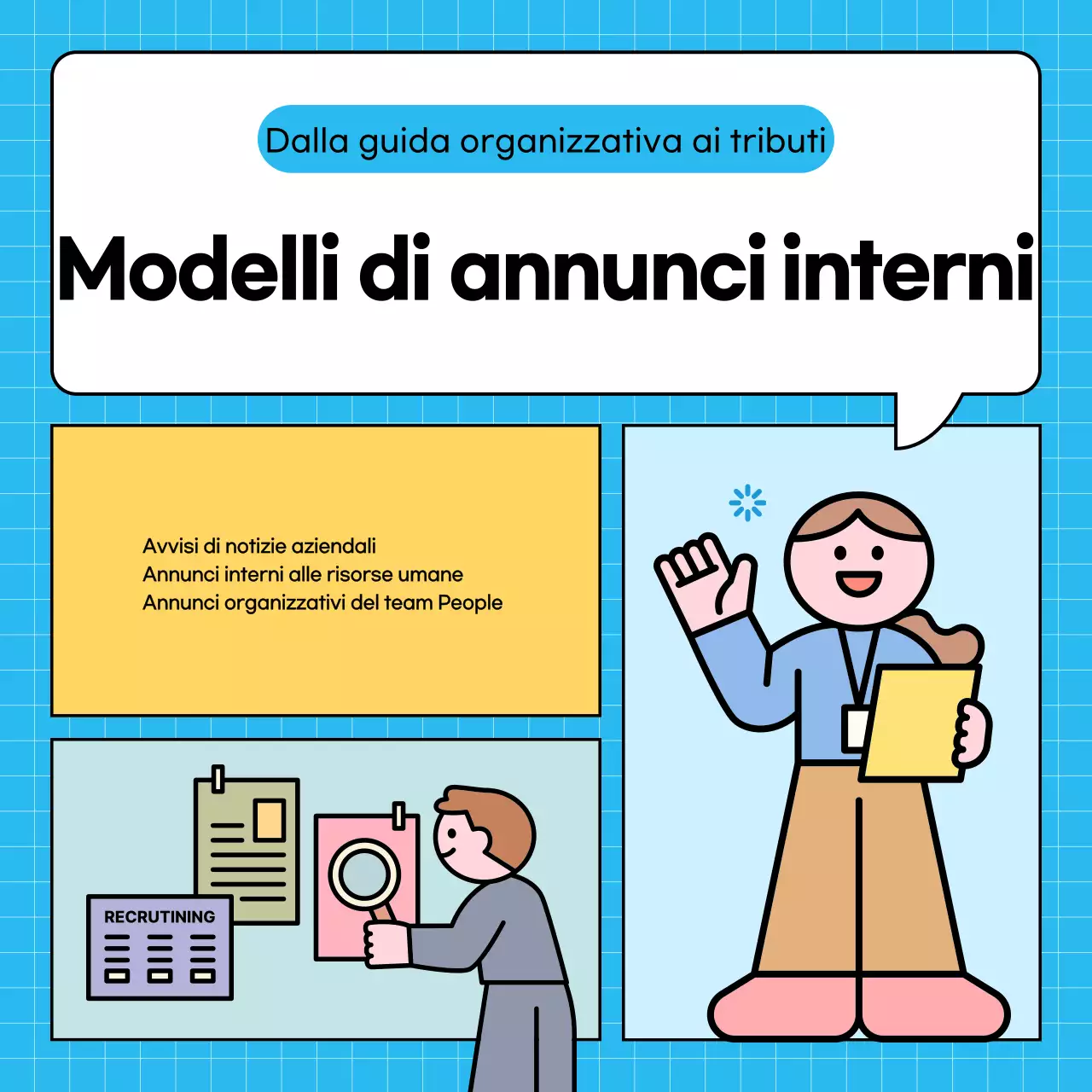 Annuncio aziendale semplice di colore azzurro