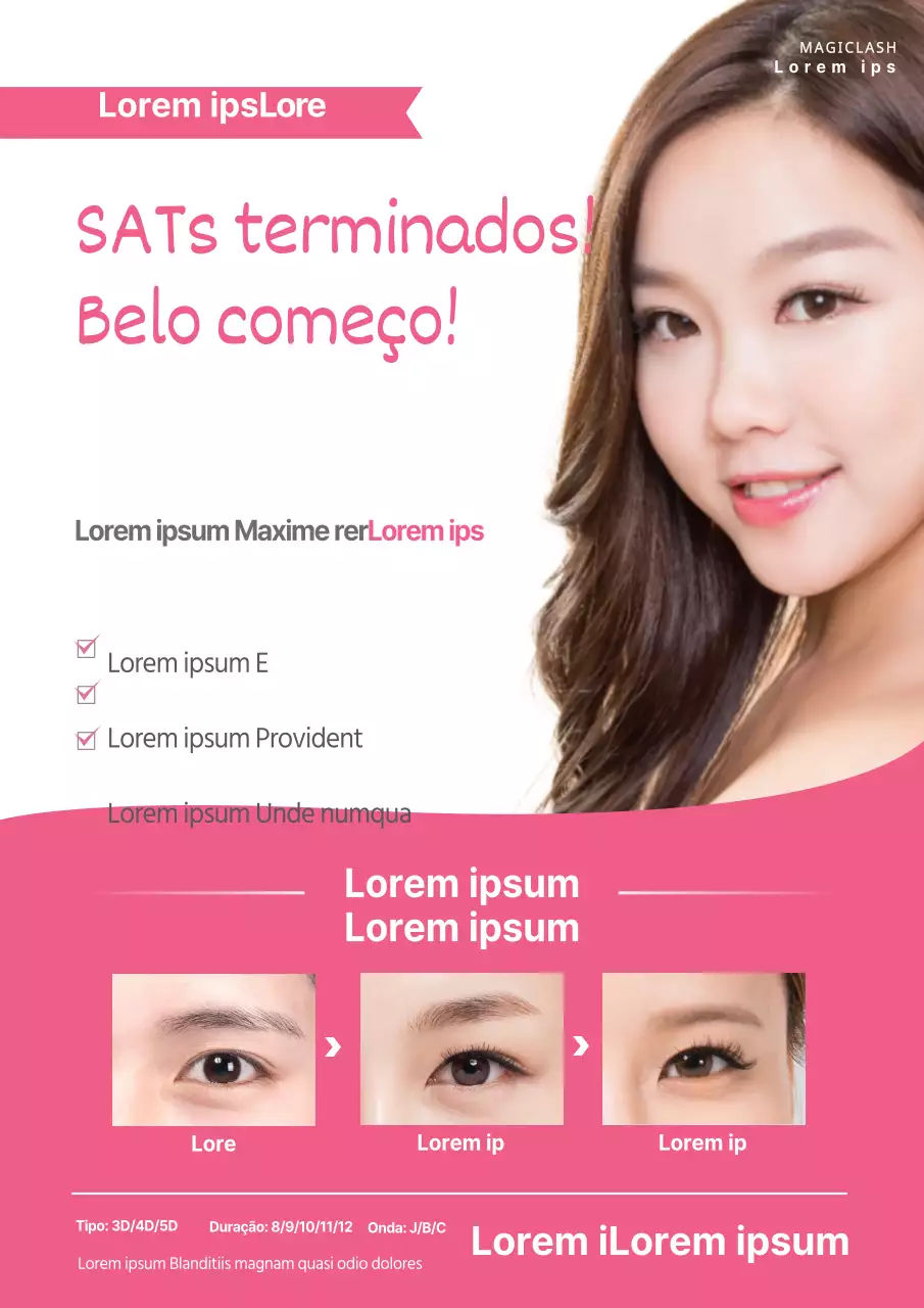 Promover o evento de descontos da sua loja de pestanas em cor-de-rosa