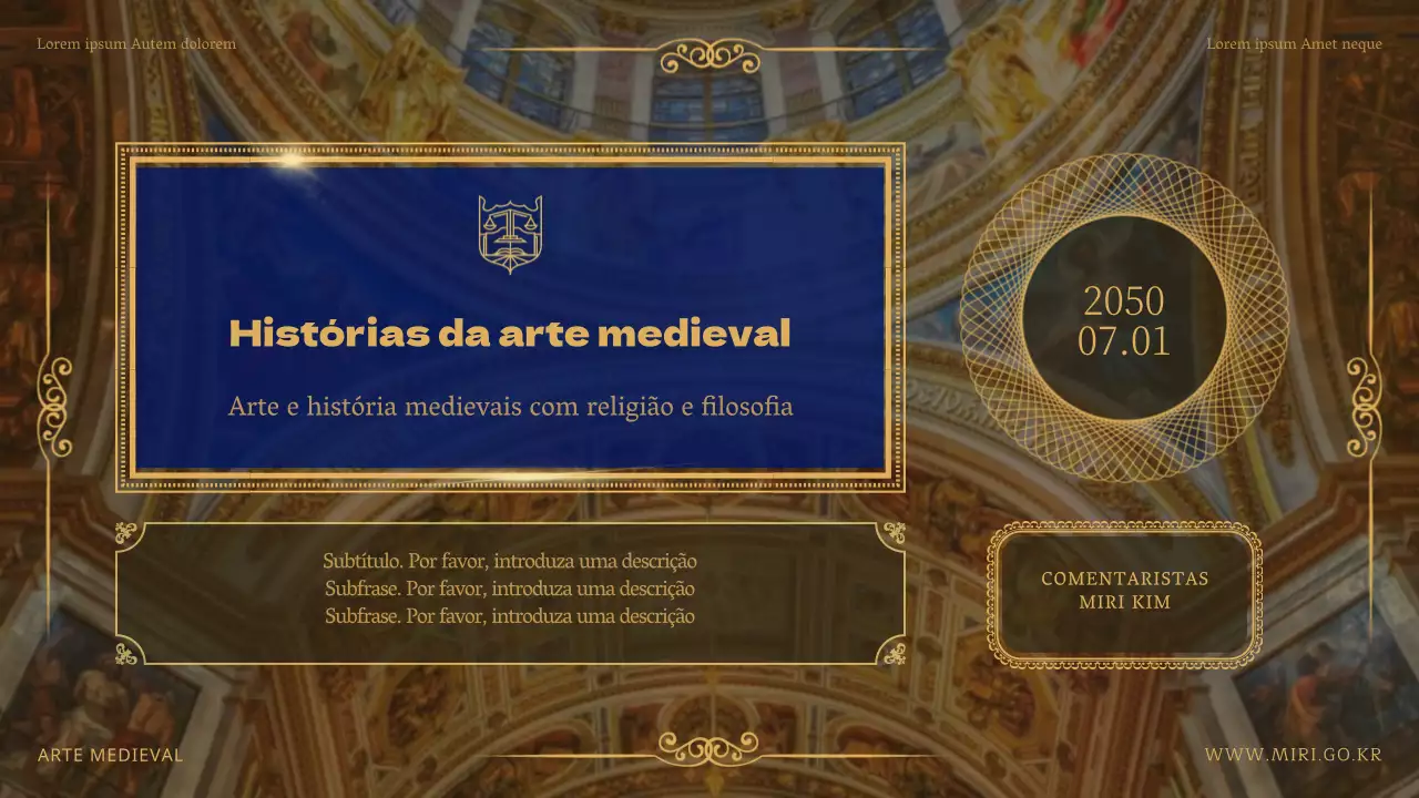 Arte medieval emoldurada em castanho para um aspeto elegante em materiais promocionais