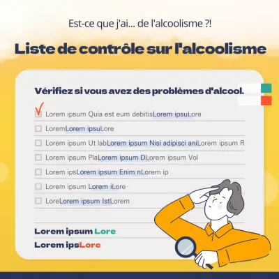 Liste de contrôle pour l'intoxication alcoolique dans le jaune et l'indigo