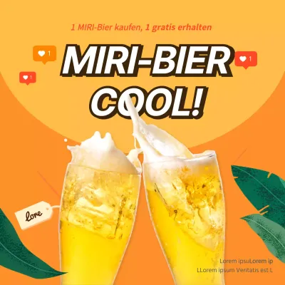 Bierveranstaltung mit Feuerwerkskörpern auf gelbem Hintergrund