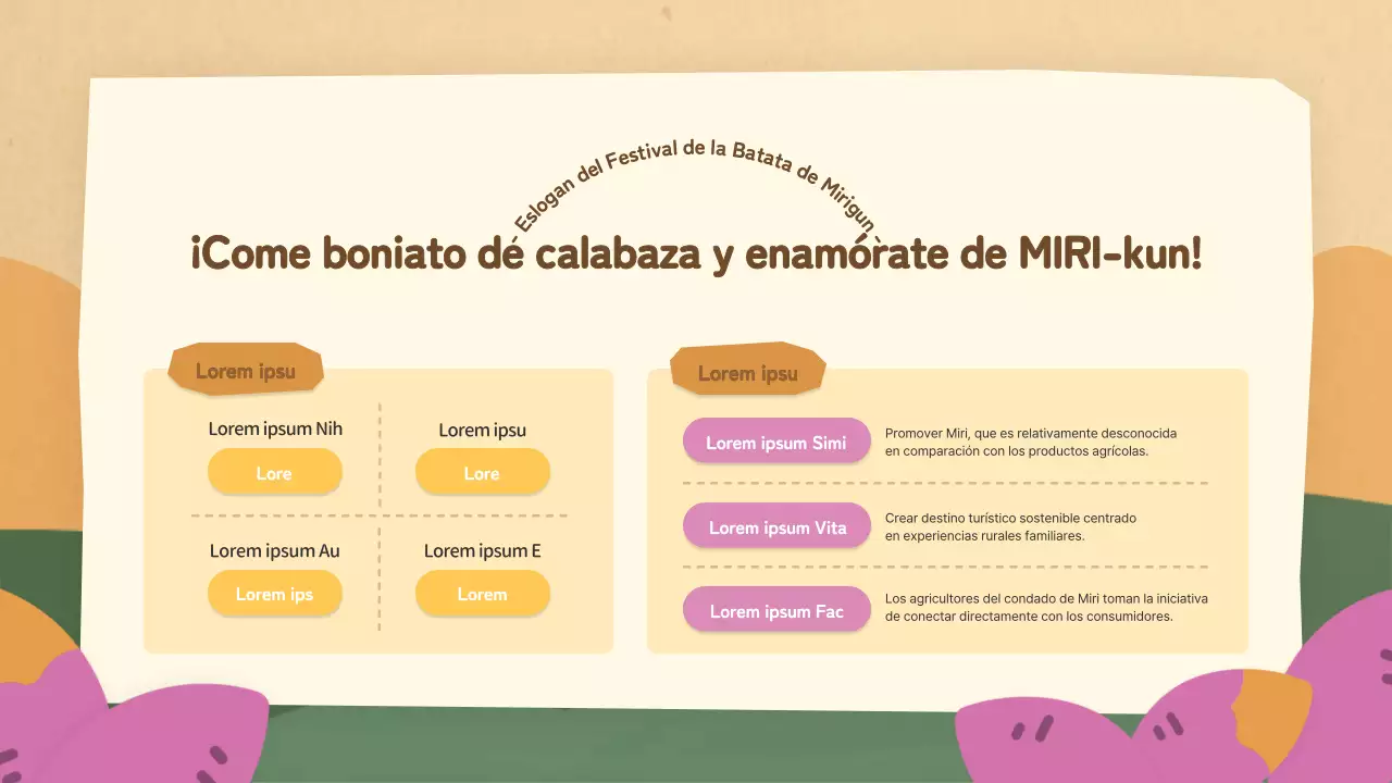 Un planificador de fiestas municipales marrón y rosa