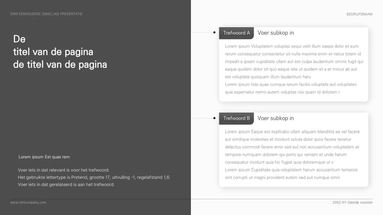 Eenvoudige zakelijke presentatie in zwart-wit