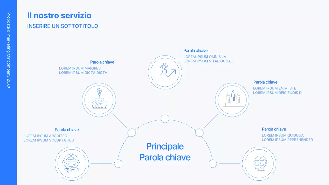 Kit di concetti aziendali con linee blu, minimaliste e semplici