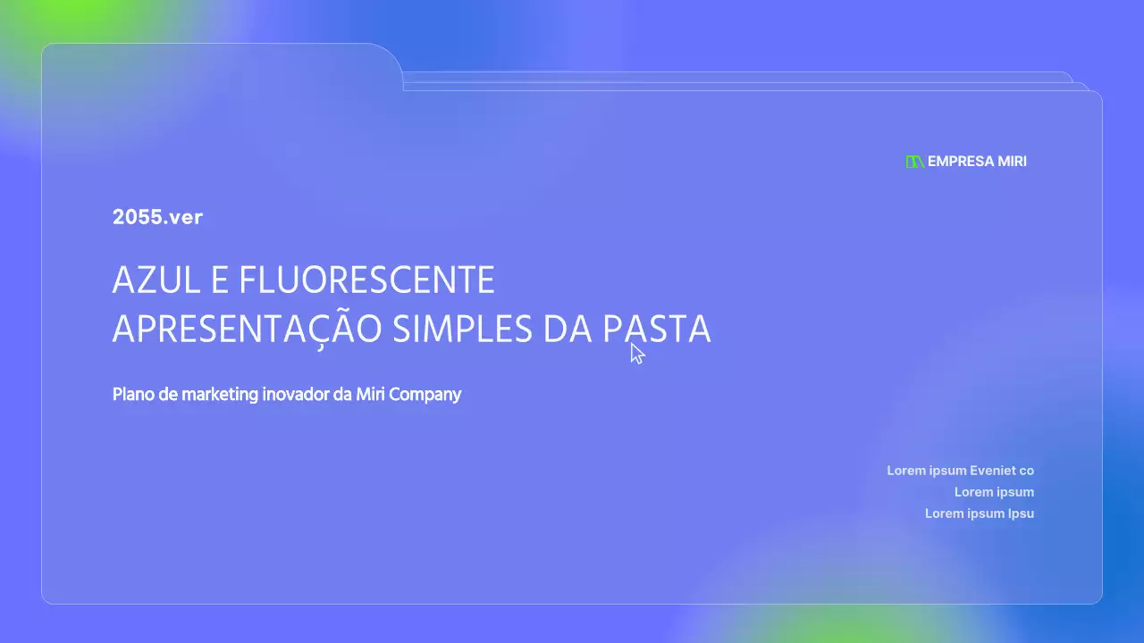 Pastas simples em azul e cores fluorescentes