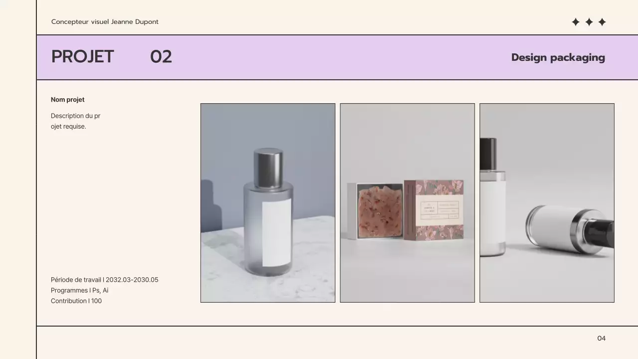 Un portfolio simple, beige et mauve, pour la recherche d'un emploi