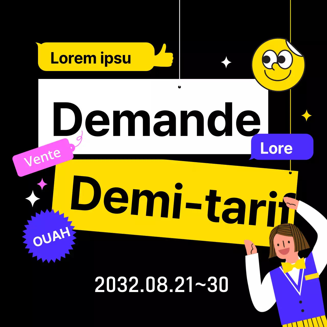 Fond noir Texte mettant en évidence l'événement de vente