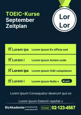 Ein einfacher grün-schwarzer Flyer für einen Vorbereitungskurs auf die Aufnahmeprüfung