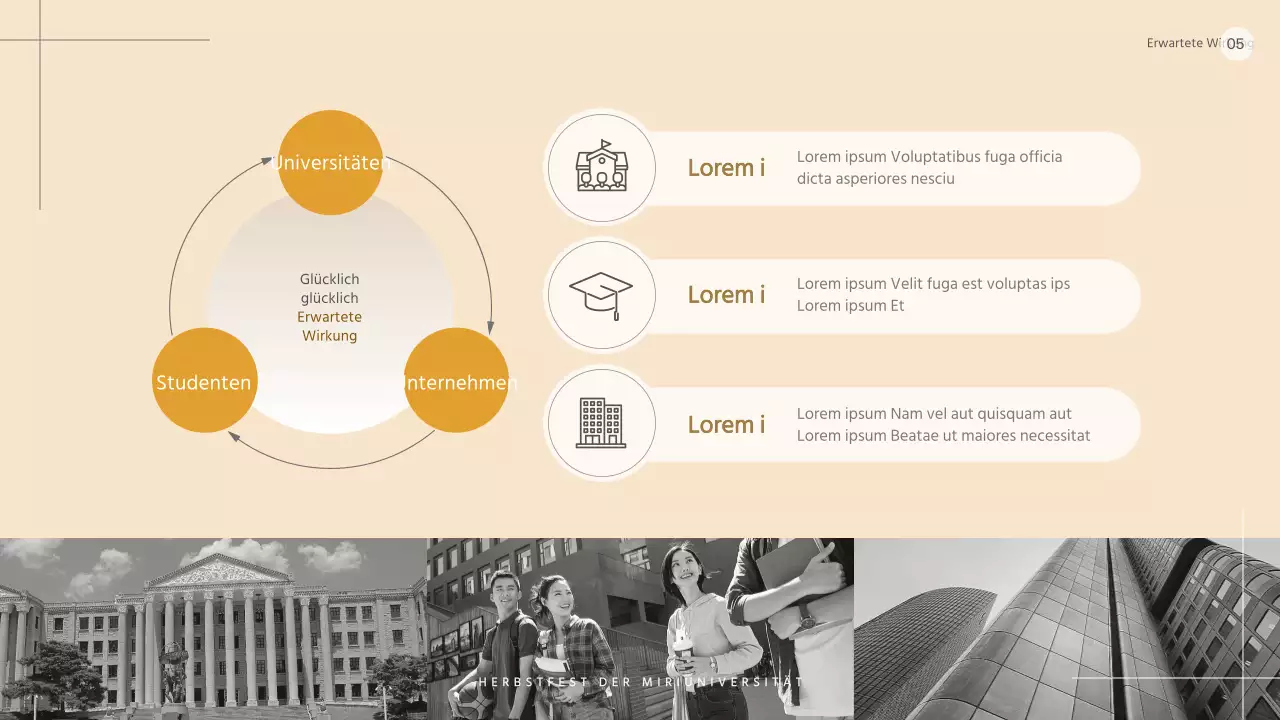 Einfacher beige-schwarz-weißer Vorschlag für das Sponsoring eines Universitätsfestivals