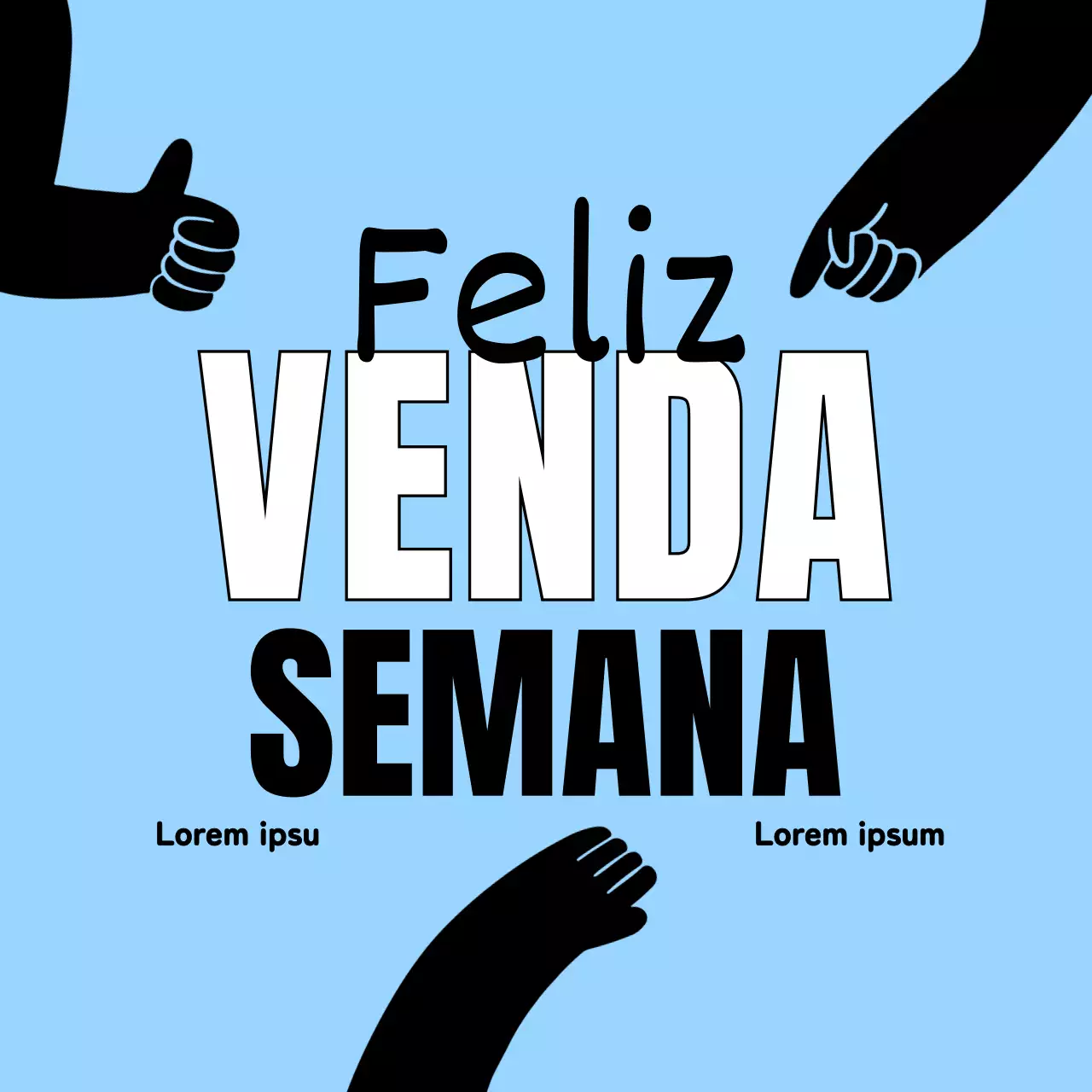 Promova uma venda simples e minimalista com azul claro e preto com detalhes em branco
