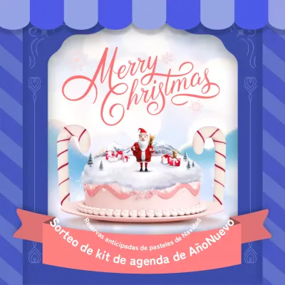 Pastel de Navidad con fondo azul y morado sorteo por adelantado