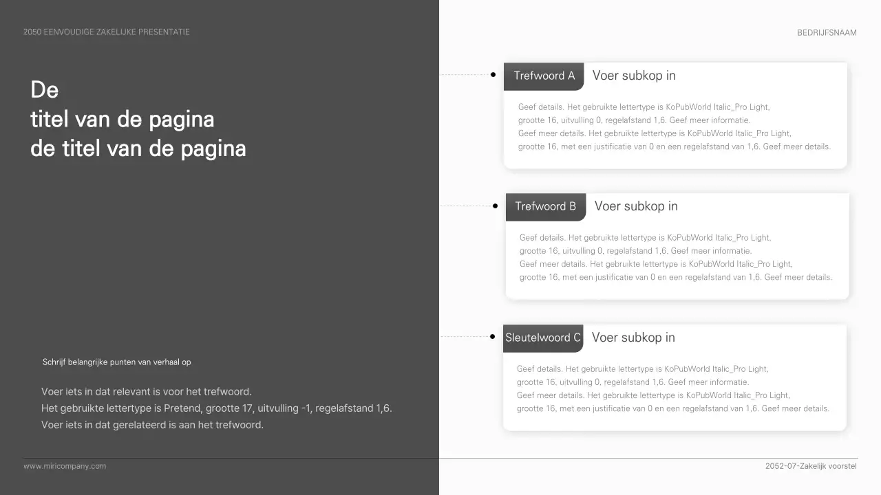 Eenvoudige zakelijke presentatie in zwart-wit