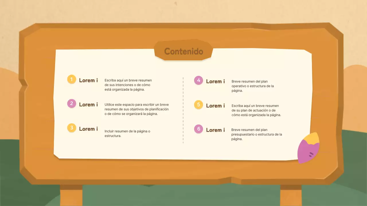 Un planificador de fiestas municipales marrón y rosa