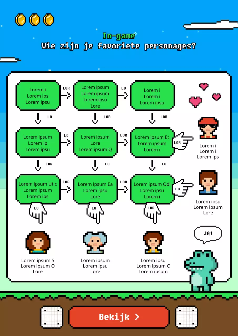 Test je smaak voor schattige personages met een retro pixelgame-gevoel