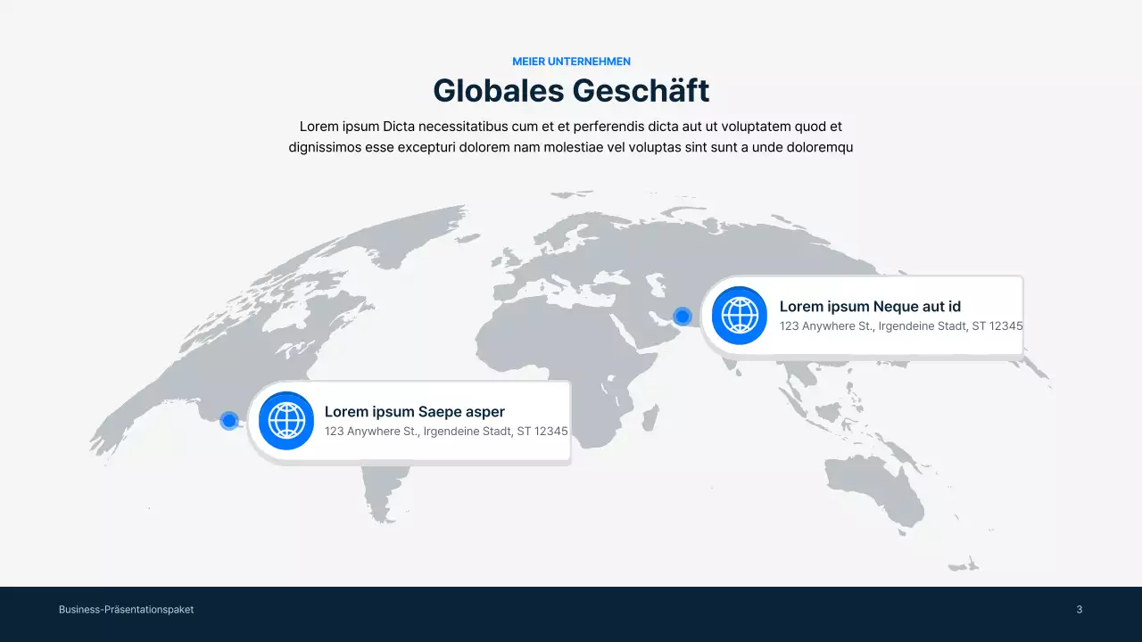 Einfache Geschäftsmaterialien in Blau und Grau