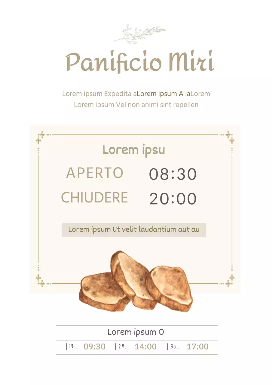 Un'allegra panetteria che annuncia un cambiamento di orario