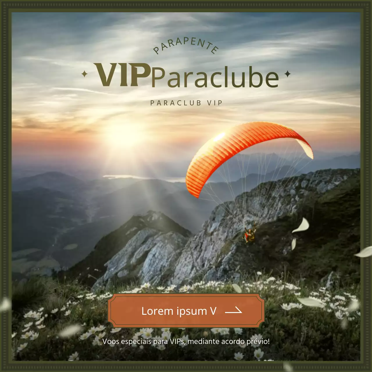 Informações de reserva do Clube de Parapente VIP Verde e Laranja