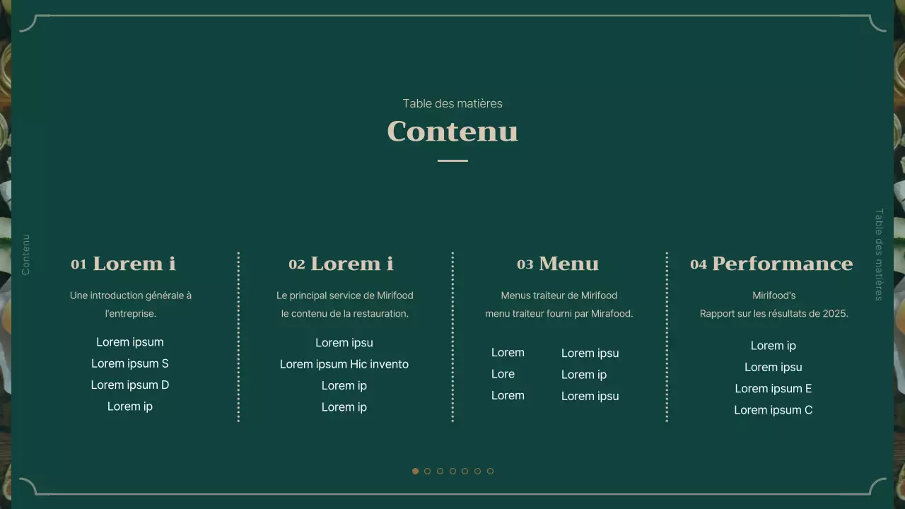 Présentation du service de restauration vert et brun