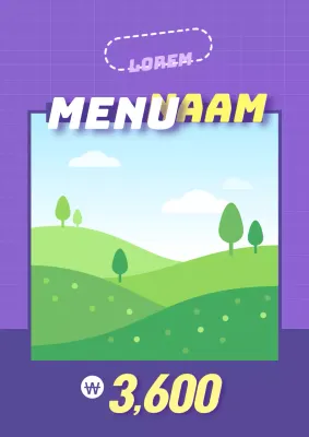 Promoot een eenvoudig, basis enkel menu met paarse foto's en tekst