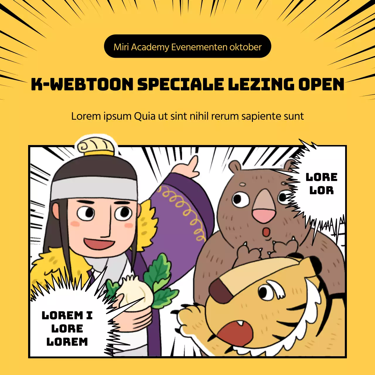 K-Webtoon speciale lezingenpromotie met het mythologische illustratieconcept van Dangun voor de opening van het nieuwe jaar