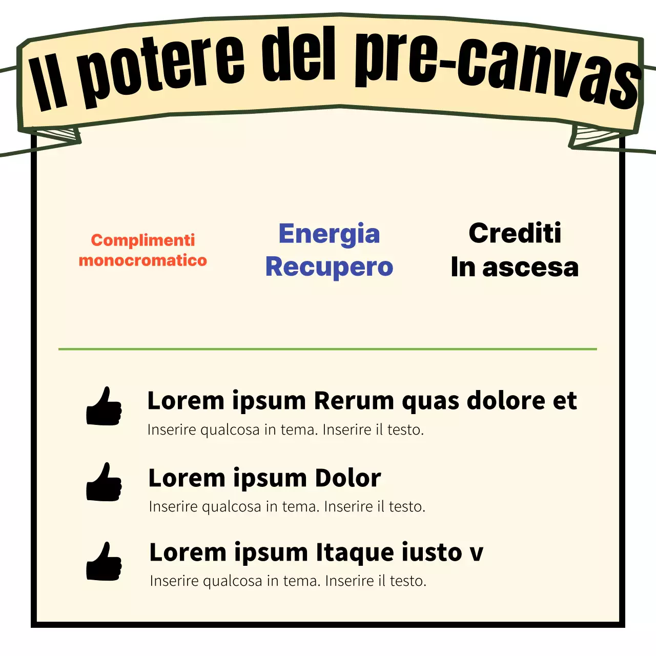 La potenza del pre-canvas, evidenziata dai banner con nastro giallo