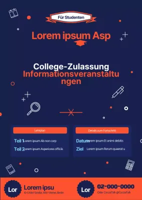 Die Kombination aus Orange und Marineblau fällt auf den Zulassungsmessen der Hochschulen auf