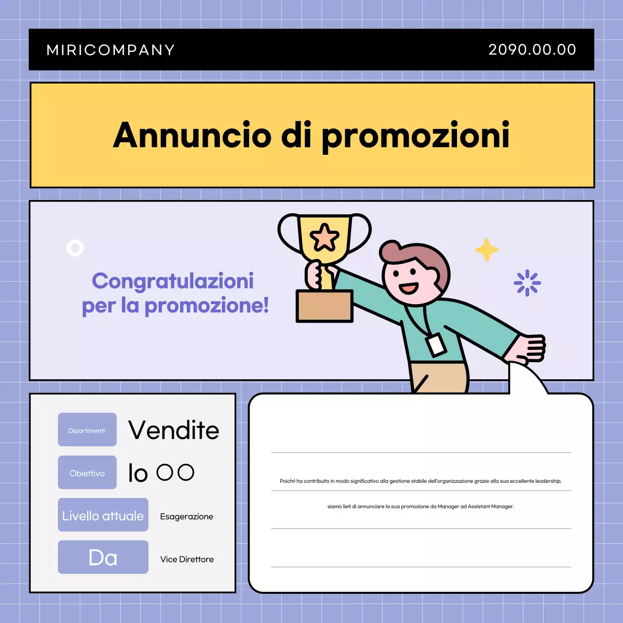 Annuncio aziendale semplice di colore azzurro