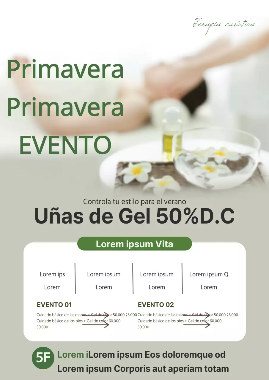 Folleto de evento para salón de belleza Sleek en beige