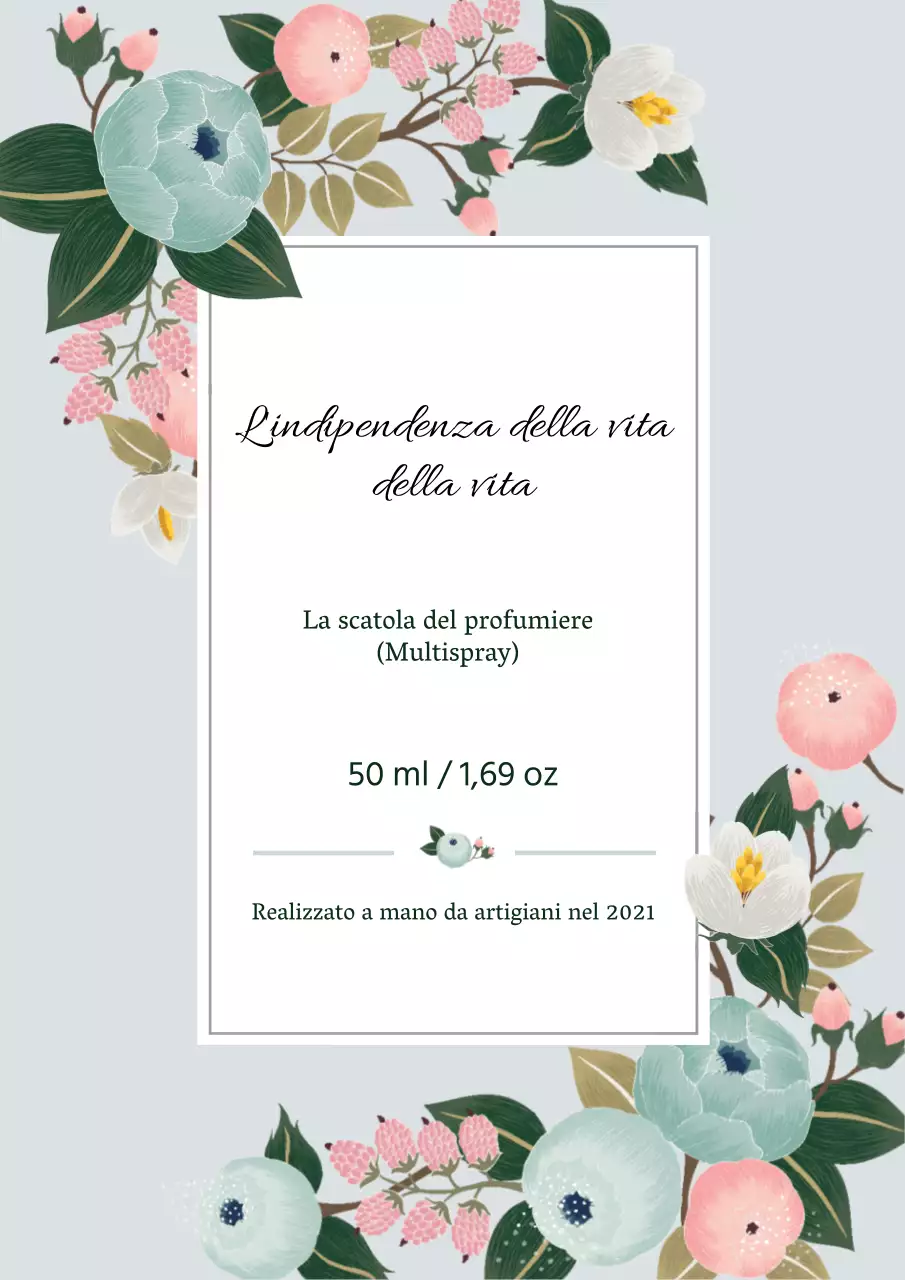 Etichetta di profumo vintage con illustrazione blu