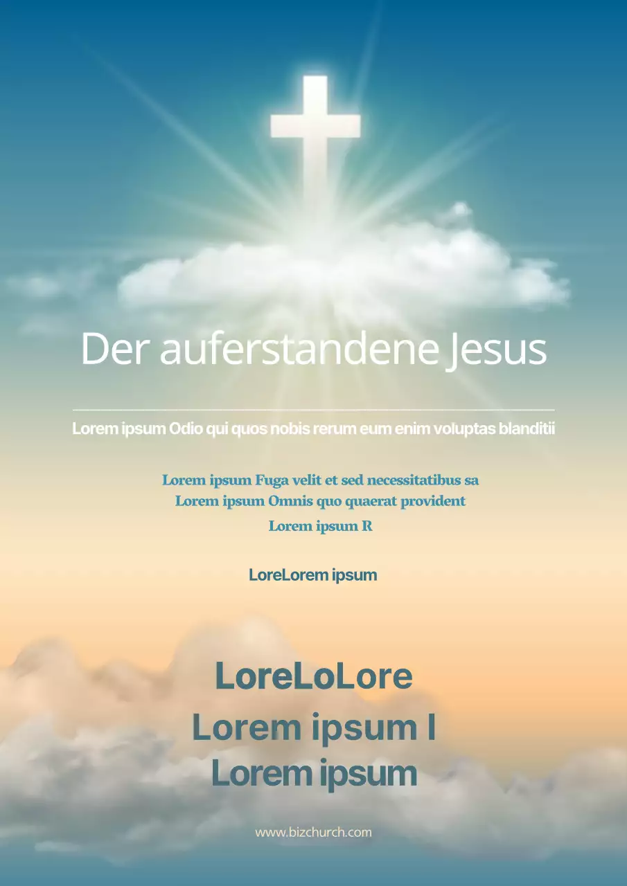 Einfache Kirche Ostergottesdienst Werbeplakat mit Farbverlauf Hintergrund