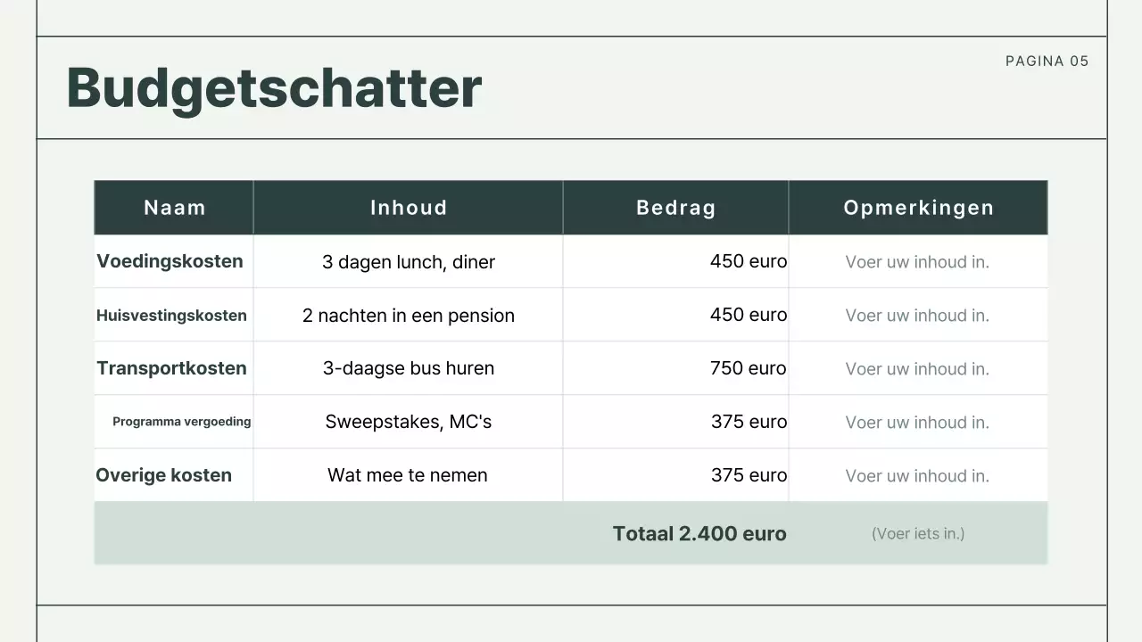 Mint Basisrapporten documentatie