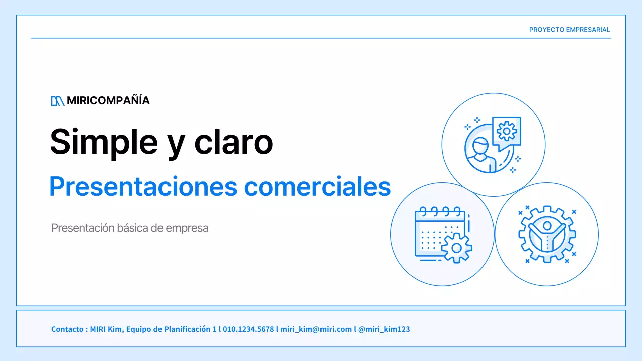 Un sencillo plan de empresa en blanco y azul